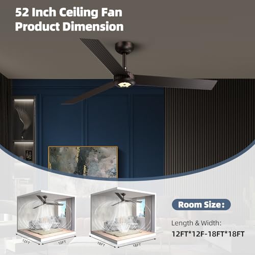 Image of TALOYA Premium Ceiling Fans with Lights,Metal Body,Glimmering Mocha Finish,Dimmable, Noiseless, Reversible DC Motor,Remote Control,6-Speed