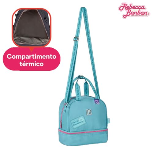 Kit Mochila Rodinhas Rebecca Bonbon com Lancheira e Estojo Box (Verde Água)