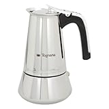 Asas ergonómicas en bakelite Tognana riflex Induction Cafetera 10 Tazas, Acero Inoxidable, Plata