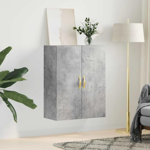 Armario de pared gris hormigón de madera flotante con puertas funcionales 4