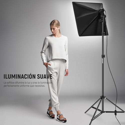 NEEWER 350W Equivalente Softbox Kit de Iluminación, 5700K LED Bombilla, 24x24 Pulgadas Softbox con Socket E27, Fotografía Kit de Iluminación Continua, Equipo de Estudio Fotográfico, NK300 - imagen 5