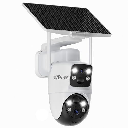 CZEview 4MP Caméra Surveillance WiFi Exterieure sans Fil Solaire, 360°