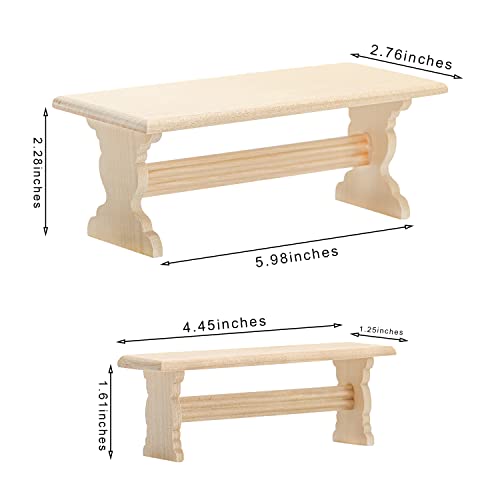 Miniature Fairy Garden Furniture Set 1:12 Scale Mini Wooden Picnic Table And Benches With Mini Bread Basket Juice Set For Diy Mini House Outdoor Decoration #TOP2