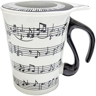 Jzhen Novelty Unique Gift Music Porcelain Mug Personality Music Ceramic Notes Cups With Lid For Coffee Tea Water In Travel Home Use 400ml