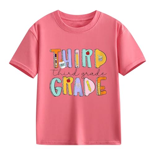 Girls 3rd Grade Shirt Back to School Third Grade T-Shirts First Day of School Printing Tee Tops Kids Summer Outfits2