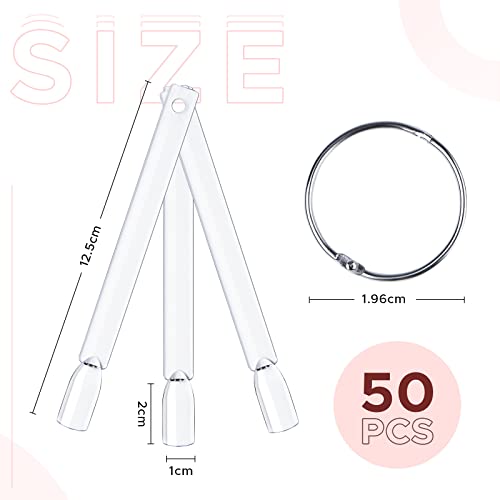 Azurebeauty 50 Pcs Nail Color Swatch Sticks With Ring, Clear Fan Shape Nail Art Polish Display Tips, False Nail Sample Sticks, Nail Practice Color Display, Transparent Nail Practice-Tips For Manicure #TOP2