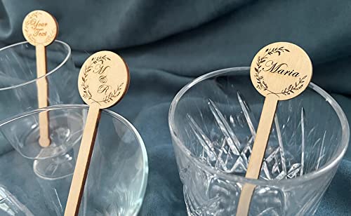 grr 100pcs Custom Wooden Stir Sticks for Wedding,Personalized Wooden Stir Sticks,Custom Engraved Coffee Stirrers,Wedding Decor (100 Pcs,15 CM)
