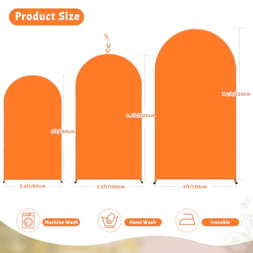 7.2FT Orange Arch Backdrop Cover - Polyester Fitted Wedding Arch Stand Covers Round Top Chiara Arch Backdrop Cover for Birthday Party Banquet Photo Background Decoration by Wish Care - Image 4