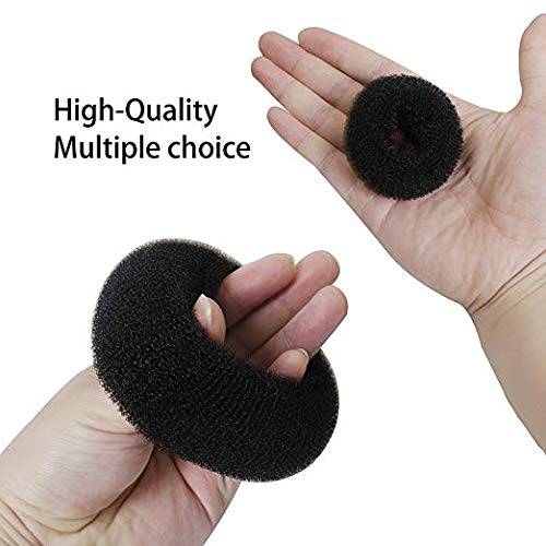 Hair Bun Makers, Teenitor Hair Styling Accessories Kit With 5 Bands& 20 Bobby Pins & 7 Buns For Chignon Hair Styles (2 Small 2 Medium 2 Large 1 Extra-Large), Black #TOP3