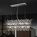 LED Crystal Chandeliers Firework Hanging Ceiling Light Fixture Modern Pendant Lighting for Store Foyer Dining Room Bathroom Bedroom Livingroom Restaurant Porch L 35.4" (Silver)