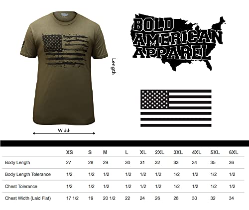Military Green Usa Bold American Flag Patriotic Men's T-Shirt (3Xlarge) #TOP4