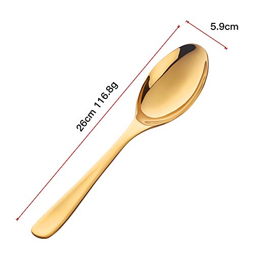 Bisda Buffet Serving Spoons, Stainless Steel 10 Inch Gold Plated Server Set Of 2, Large Salad Serverware Utensils, Dishwasher Safe #TOP1
