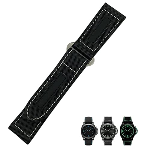 Bracelet montre fibre de carbone 24mm noir pour Panerai luxe