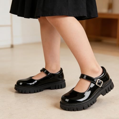 Image of Toddler Girl Dress Shoes Bow Black Dress School Shoes Princess Mary Jane for Toddler /Little Girl