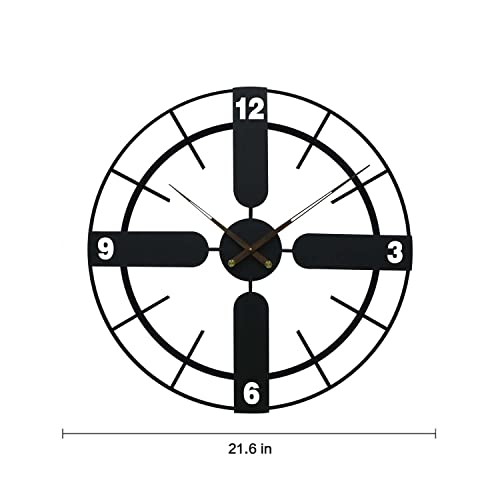 Yisiteone Large Modern Wall Clock Room Decor, Metal Black Wall Clock 21.6 Inch Decorative Silent Large Wall Clock For Living Room, Bedroom, Dining Room, Kitchen #TOP5