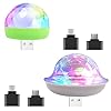 AFUNTA 2 stks USB Lights Mini Disco Ballen met Type C naar USB en Micro naar USB Adapter, LED Kleine Magic Ball Kleurrijke Licht voor Feest/Verjaardag/Club/Karaoke Decoratie, Compatibel Smart Telefoons