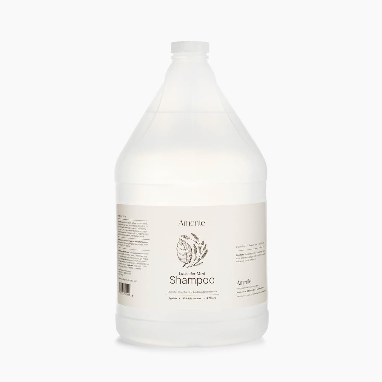 Lavender Mint Shampoo - 1 Gallon, Rejuvenating Spa-Worthy Elixir with Organic Olive Oil & Aloe Vera, Paraben-Free & Vegan, For Soft, Vibrant Hair