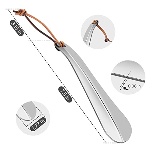 Onekoo Shoe Horn 7.5 Inch, Portable Shoe Horns, Travel Shoes Horn, Premium Stainless Steel Metal Shoe Horn, Shoe Helper For Men, Shoe Spoon For Women, Metal Shoe Helper For Kids Or Adults #TOP3