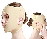 フェイススリミングフェイスバンデージ、脂肪吸引フード、ダブルチンフェイシャルリフティングベルト、ストレッチマスクチークスリム美容ツールチークバンドストラップL