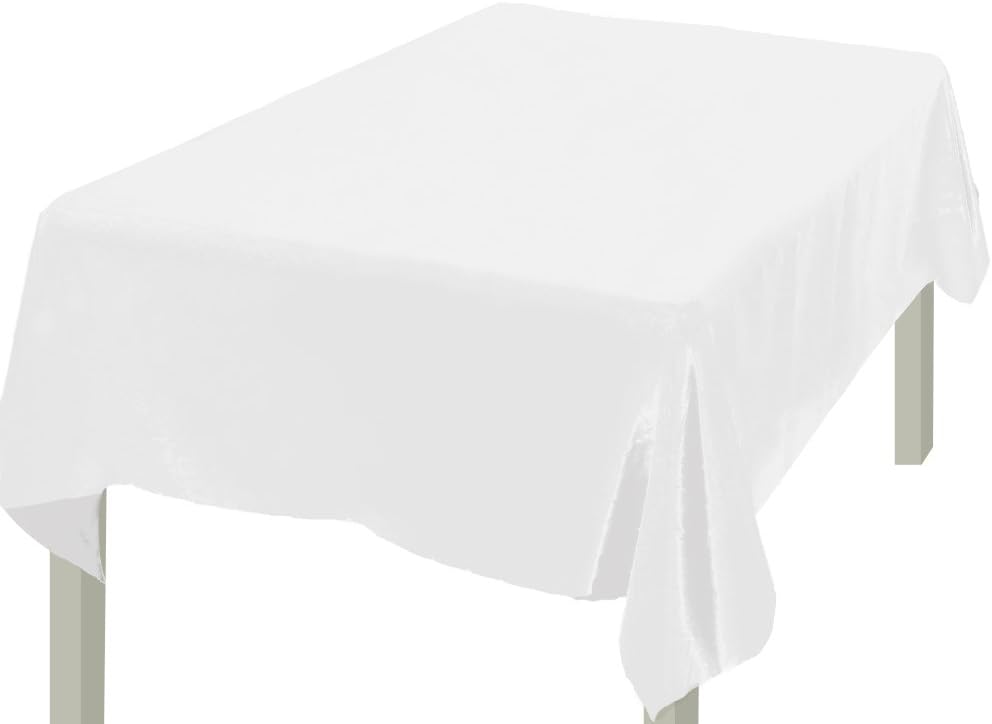 Plastic Table Cover Tablecloths for Home Picnic Restaurant Wedding Party, Birthday Party Holiday Table Cover Rectangle 54" X 108", (White)