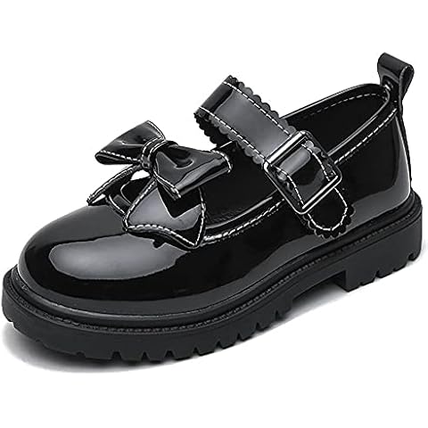 Skeblo Girl's Bowknot Ballerina Mary Jane School Wedding Party Flat Shoes, Black, 9.5 Toddler Cover