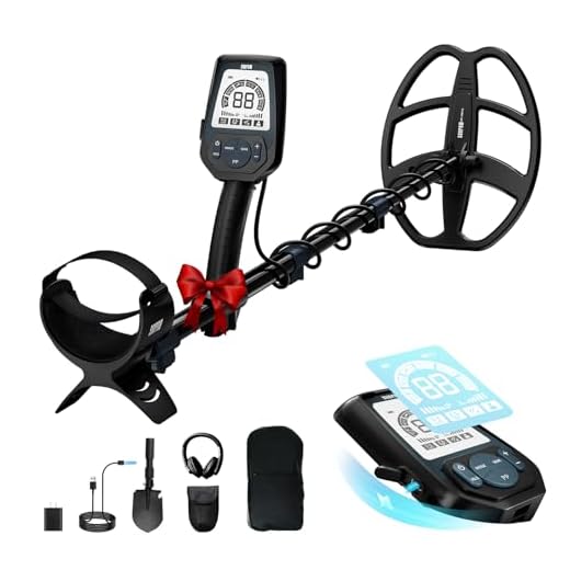 SUNPOW Professional Metal Detector for Adults Rechargeable - 6 Metal ID, IP68 Waterproof Coil, LCD Display, 5 Search Modes Metal Detector for Beach/River/Outdoor Treasure Hunting, OT-MD16