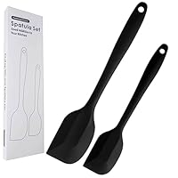 Set di spatole in silicone, 2 spatole in gomma, resistenti al calore, per pentole antiaderenti, senza BPA (nero)