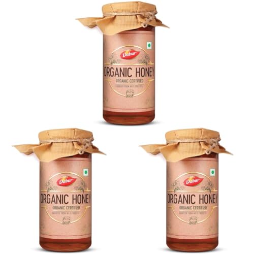 Image of Dabur Organic Honey - 500g | 100% Pure and Natural | NPOP Organic Certified | Raw, Unprocessed & Unpasteurized Honey | No Sugar Adulteration (Pack of 3)