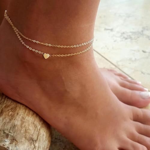 Turandoss Tiny Initial Ankle Bracelets for Women, 14K Gold Filled Dainty Summer Ankle Bracelet Beach Foot Chain Letter Anklet for Women, Beach Jewelry Anklet with Initials S