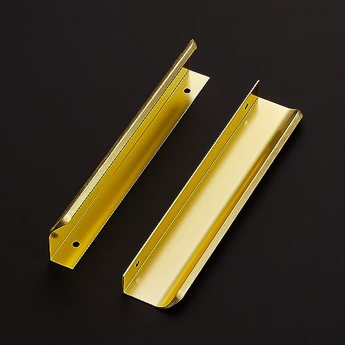 Ravinte 3 Pack Finger Pulls for Cabinets 160mm/6.25in Hole Center Tab Cabinet Handle Gold Finger Edge Pulls Concealed Handles for Kitchen Drawer Finger Hardware 200mm/7.87in Length by Ravinte - Image 2