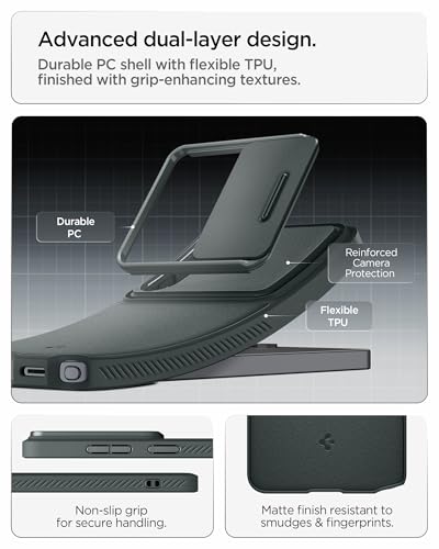 Image of Spigen Optik Armor | Samsung Galaxy S26 Ultra Case [Camera Protection] [Air Cushion Protection] Galaxy S26 Ultra Back Cover | TPU+PC - Abyss Green