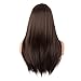 MapofBeauty 24 Inch/60 cm Long Straight Layered with Bangs Synthetic Hair Shoulder Length Daily Use Wig (Brown)