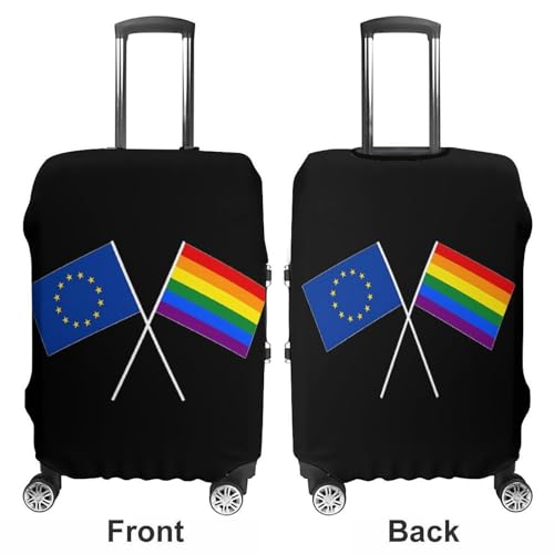 Europe EU Rainbow Flag Travel Luggage Cover for Suitcase 19-32 Inches Elastic Washable Baggage Protector3