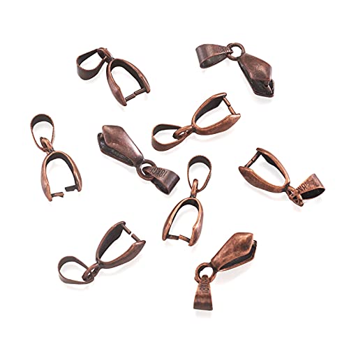 Fashewelry 20Pcs Red Copper Pinch Clip Bail Clasps Pendant Bead Connectors 20X7Mm For Dangle Charm Jewelry Making #TOP2