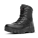NORTIV 8 Men's Tactical Military Work Boots Side Zipper,Black,10.5