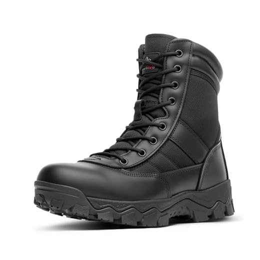 NORTIV 8 Men's Tactical Military Work Boots Side Zipper Outdoor Motorcycle Combat Boots 8 Inches 2.0 Trooper-pro,Size 11,Black,TROOPER-PRO