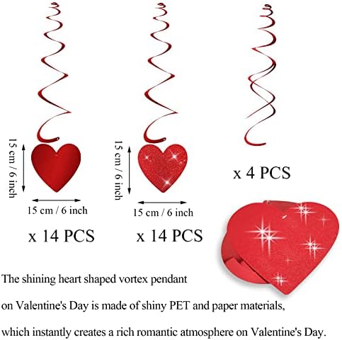 Adisno Valentine's Day Heart Swirl Hanging Decoration, Valentine's Day Hanging Heart Decorations, Valentine's Heart Banner Set for Bridal Shower, Engagement, Anniversary, Wedding Party