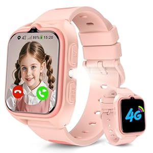 Baolubao Smartwatch Kinder mit SIM-Kartensteckplatz, LBS+WLAN+GPS-Tracker, Uhr Unterstützt 4G, Taschenlampe, SOS Notruf, Telefonanruf, Sprachchat, Schulmodus, IP 67, Kinderuhr für Mädchen Geschenke