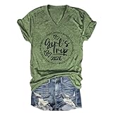 Girls Trip Shirt for Women 2026 Graphic V-Neck Summer Vacation Beach Shirts Besties Travel Weekend Matching T-Shirt Green