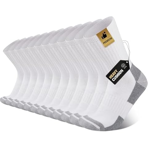 Heatuff Men's Cotton Cushion Crew Socks Athletic Running Moisture Wicking Thick Heavy Duty Work Boot Socks(6 Pairs) Cover