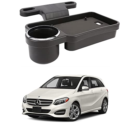 Image of Oshotto (FT-04) Foldable Car Auto Headrest Rear Back Seat Table Drink Food Cup Tray Holder Compatible with Mercedes Benz B-Class - Black
