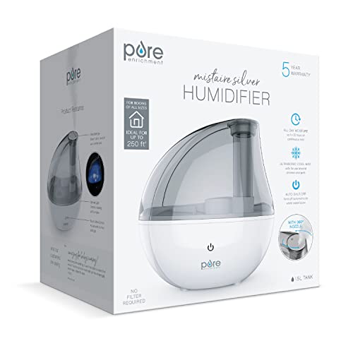 Pure Enrichment MistAire Silver Ultrasonic Cool Mist Humidifier for Bedroom, Office, Nursery & Indoor Plants - Lasts Up to 25 Hours, Whisper-Quiet Operation, Optional Night Light, & Auto Shut-Off by Pure Enrichment - Image 9