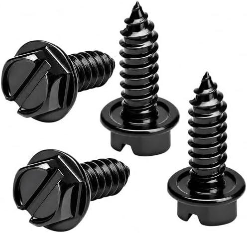 OttoSpeed Rustproof License Plate Screws (4-Pack, Black-Slotted)