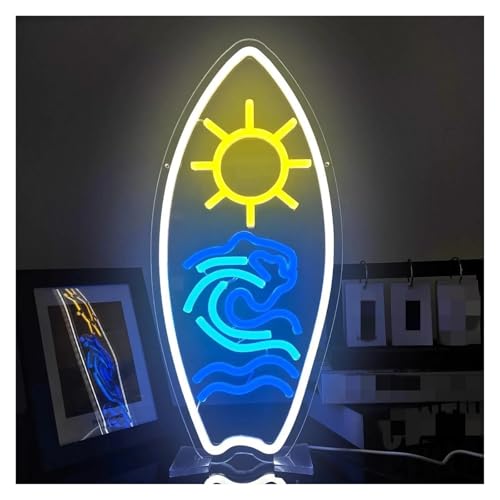 Planche de surf pour enseigne au néon dimmable pour salon au style déco surf