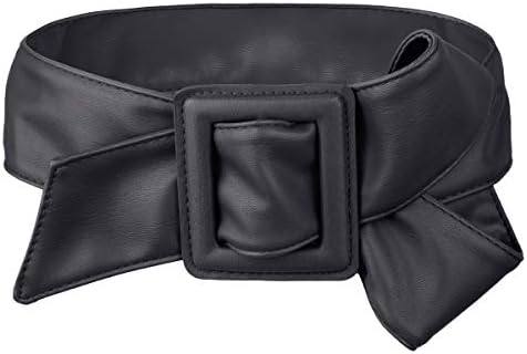 Samtree Adjustable Waist Dress Belt for Women, Solid Color Polyester Square Buckle Cinch Belts for Dress, Black