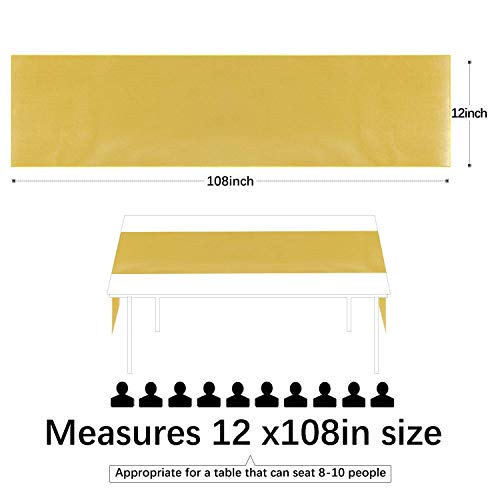 5 Pack Satin Table Runners 12 X 108 Inches Long Silk And Smooth Fabric Gold Table Runner For New Year Party Wedding Banquet Birthday Graduations #TOP3