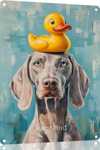 IsegMind Colorful Weimaraner Tin Sign Novelty Iron Sign Vintage Tin Signs Wall Hanging Painting Poster Art Vertical Metal Decoration for Home 12x16 Inch(12310B)