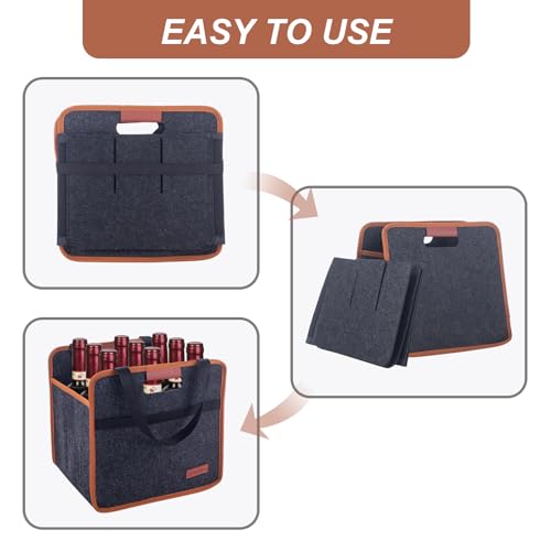 image for Foyego 2 Pack 9 Bottle Wine Tote Bag, Insulated Thermal Padded Wine Ca