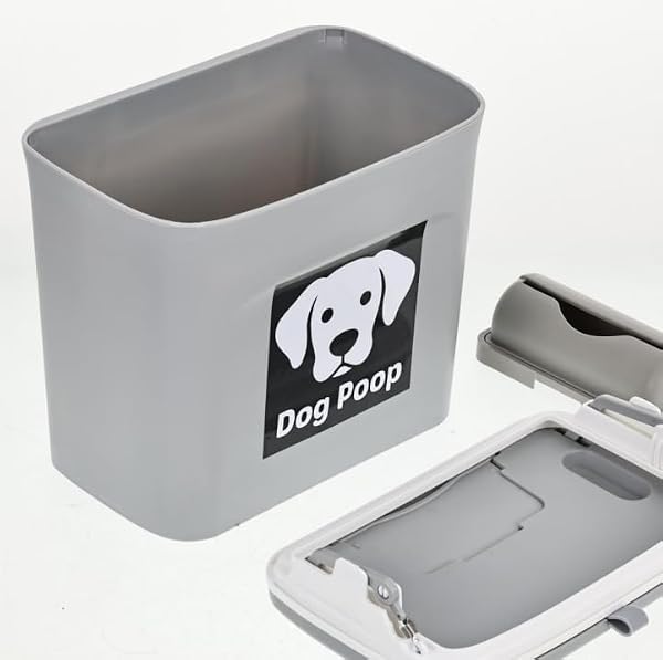 Rainmae Dog Poop Trash Can Outside, Dog Poop Trash Can, 2 Gallon Hanging Dog Poop Bin with Lid and Trash Bag Dispenser, Plastic Garbage Container for Fence, Counter Top, Yard and Outdoor Activities by Rainmae - Image 8