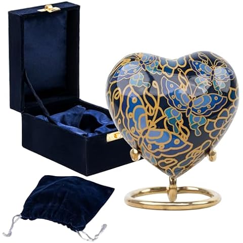 Inanosa Butterfly Cremation Urn Small Keepsake Heart Urns for Human Ashes with Stand - Tiny Cremation Keepsakes for Ashes, Child Burial Urn, Decorative Urns for Male, Female with Box & Bag Cover